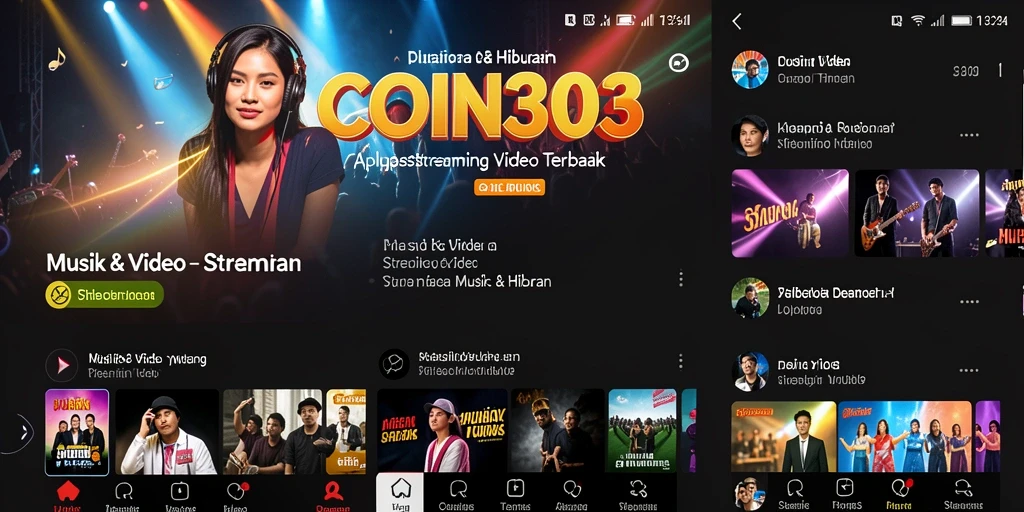 Tampilan antarmuka aplikasi COIN303 dengan fitur Streaming Video yang intuitif.