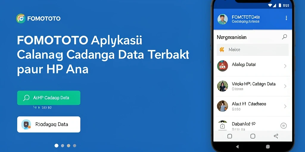 Screenshot FOMOTOTO yang menunjukkan antarmuka cadangan data.