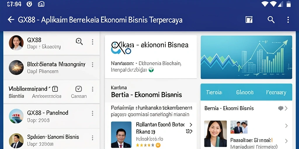 Antarmuka GX88 menampilkan berita ekonomi dan analisis pasar.