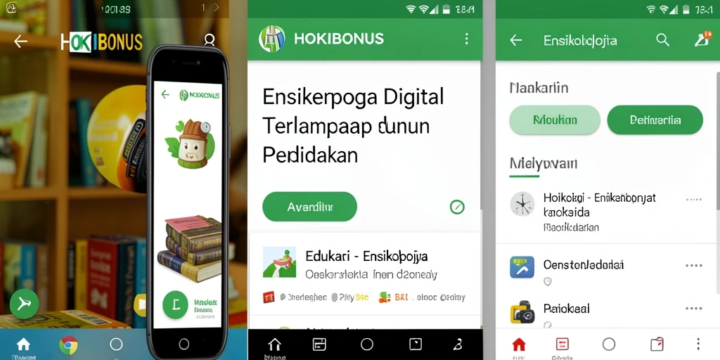 Antarmuka interaktif HOKIBONUS dengan berbagai topik edukasi.