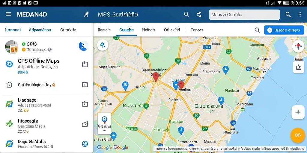 Tampilan antarmuka MEDAN4D untuk navigasi peta offline.
