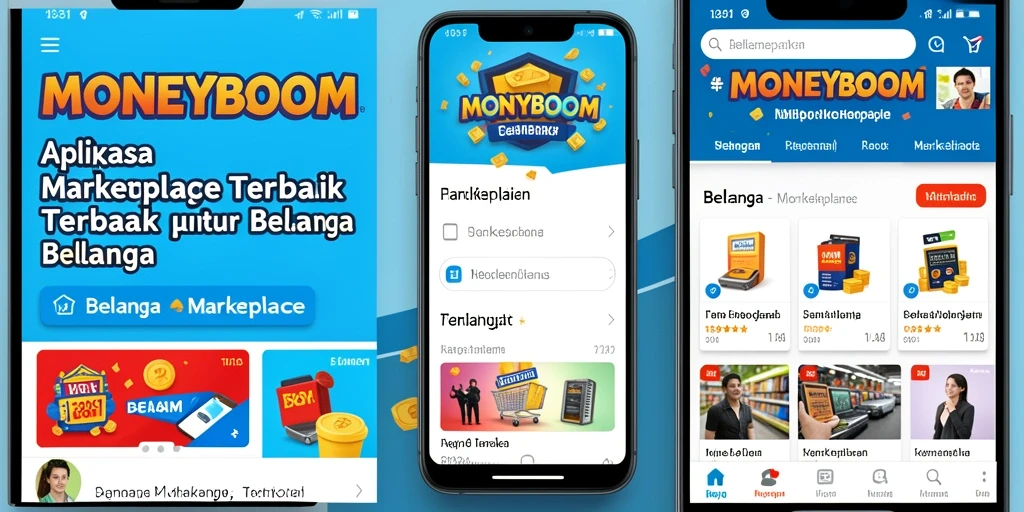 Tampilan antarmuka aplikasi MONEYBOOM yang mudah digunakan.