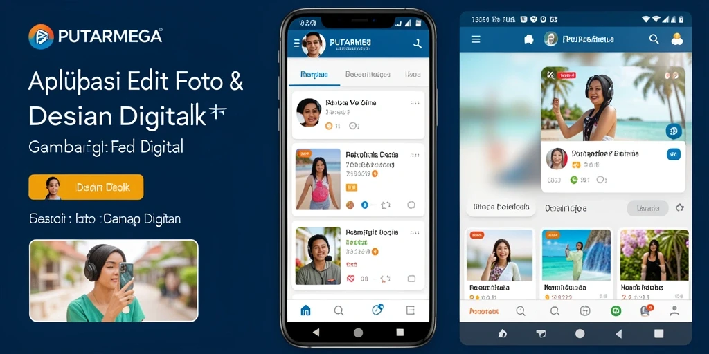 Antarmuka PUTARMEGA dengan berbagai alat edit foto yang intuitif.