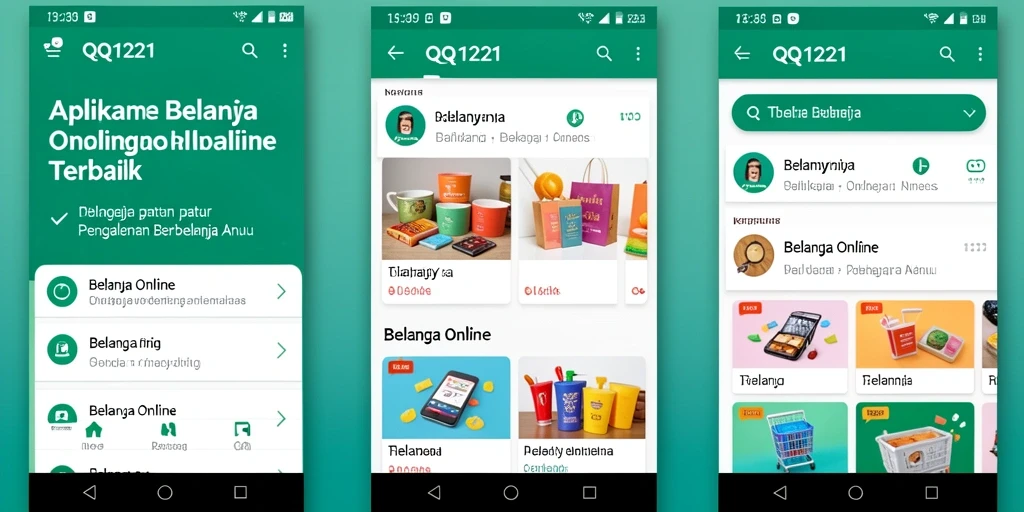 Tampilan antarmuka aplikasi QQ1221 untuk berbelanja online.
