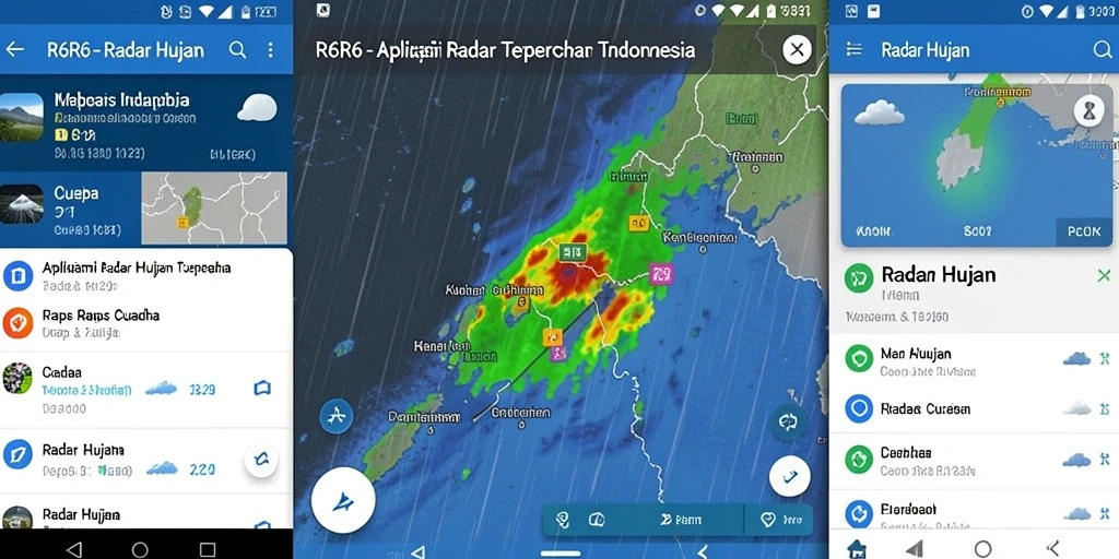 Antarmuka R6R6 yang menampilkan peta radar hujan terkini.